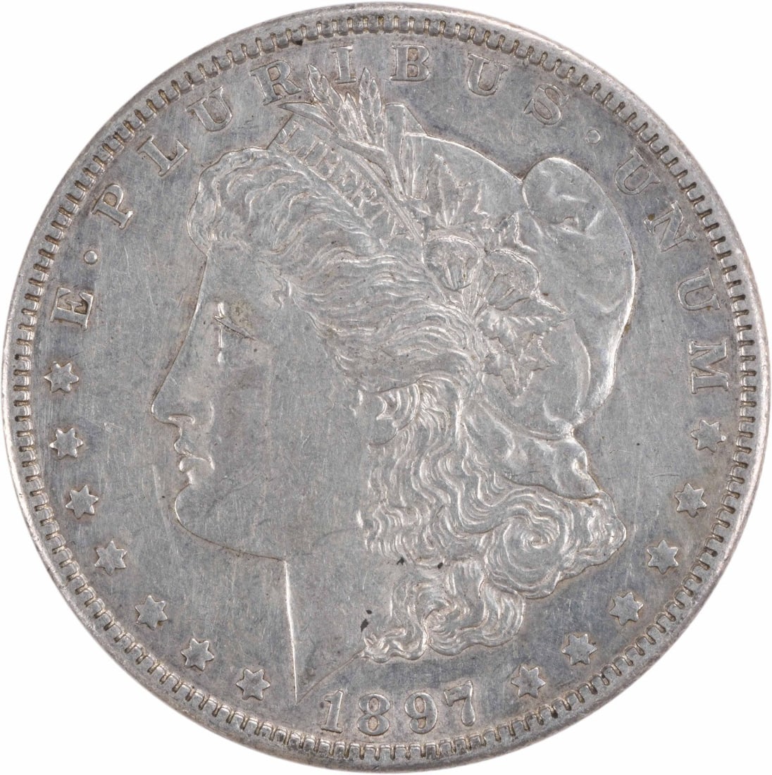 1897-O Morgan Dollar Extra Fine Circulated Uncertified Silver Coin: 1897-O Morgan Dollar Extra Fine Circulated Uncertified Silver Coin This is an 1897-O Morgan Silver Dollar from the United States, featuring a composition of 90% silver and 10% copper. Minted in New Or