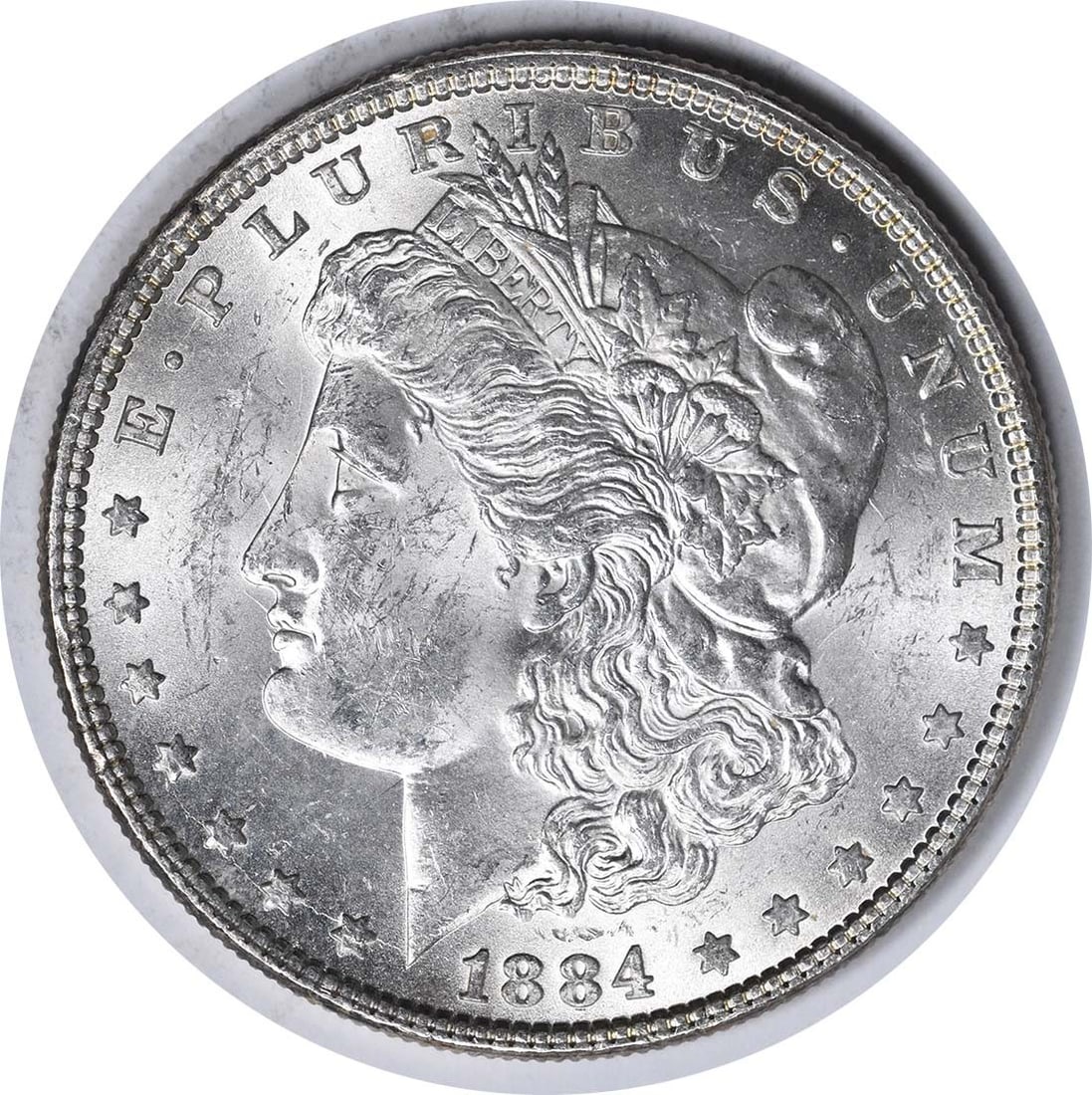 Morgan Dollar 1884 VAM 2A Silver Partial E Reverse Choice BU Uncertified (1 of 2)