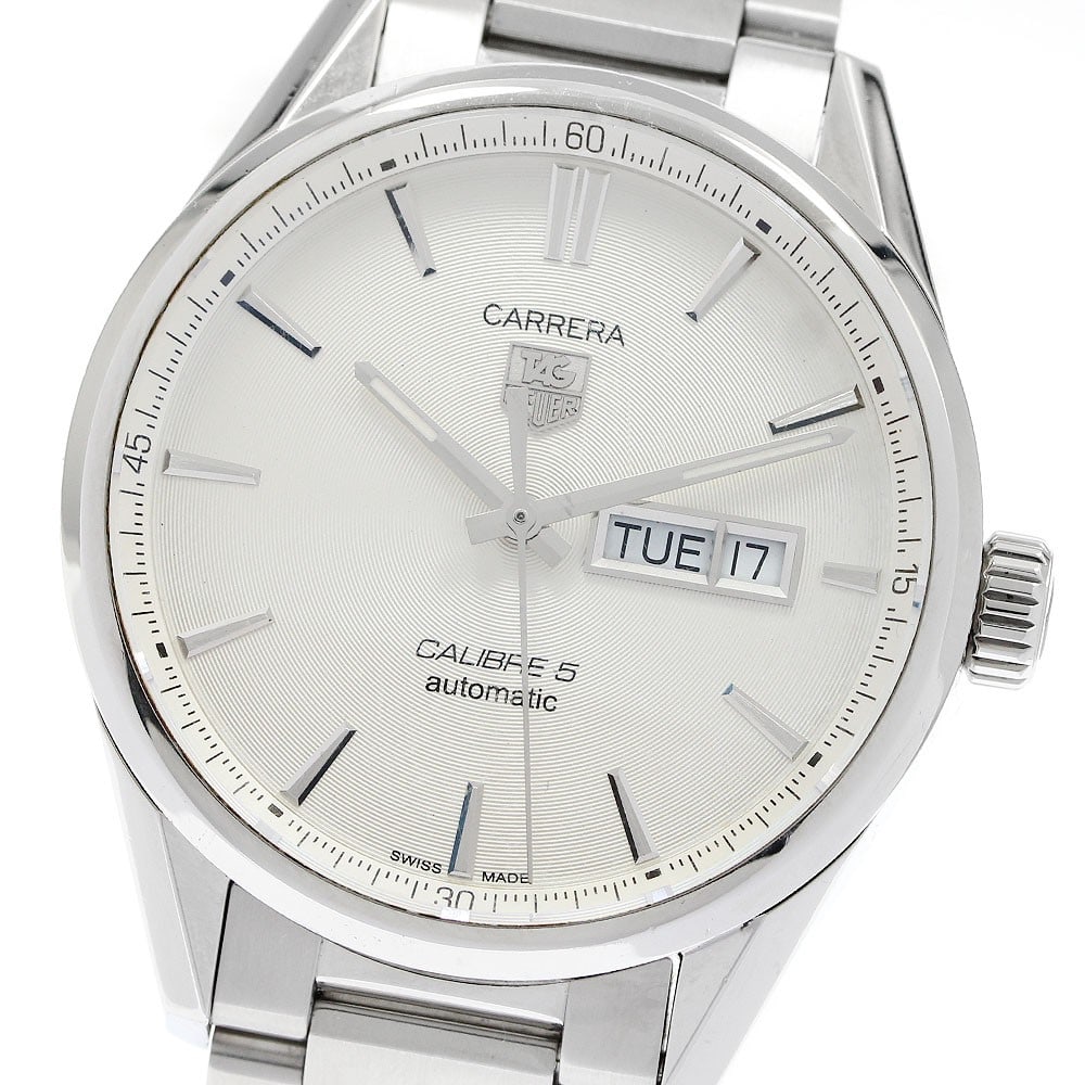 TAG Heuer Carrera Calibre 5 Day-Date Mens Wristwatch WAR201B-1: TAG Heuer Carrera Calibre 5 Day-Date Mens Wristwatch WAR201B-1 TAG Heuer Carrera Calibre 5 Day-Date men's wristwatch, model WAR201B-1. This pre-owned Swiss-made watch is part of the Carrera line and i