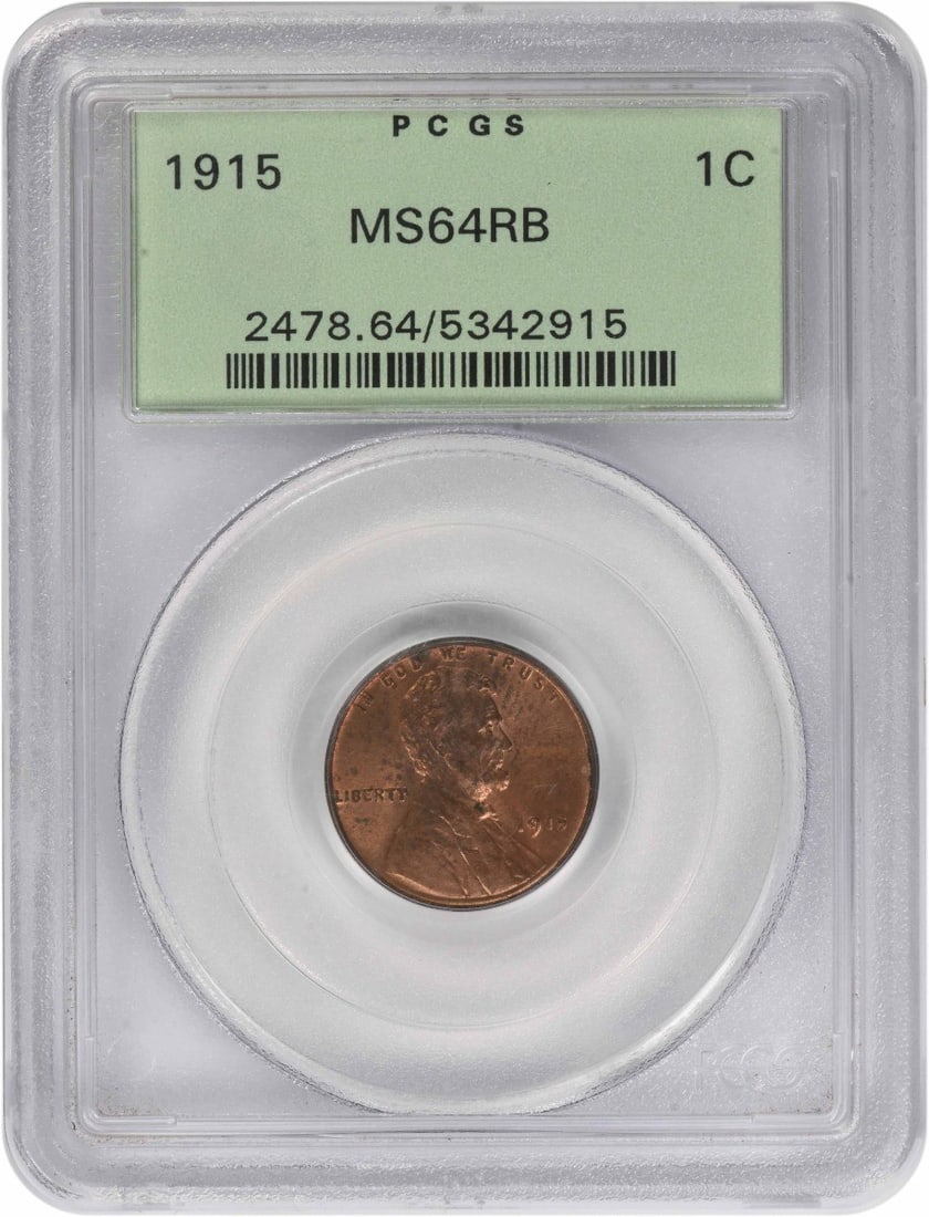 PCGS MS64RB 1915 Lincoln Wheat Cent Copper (1 of 2)