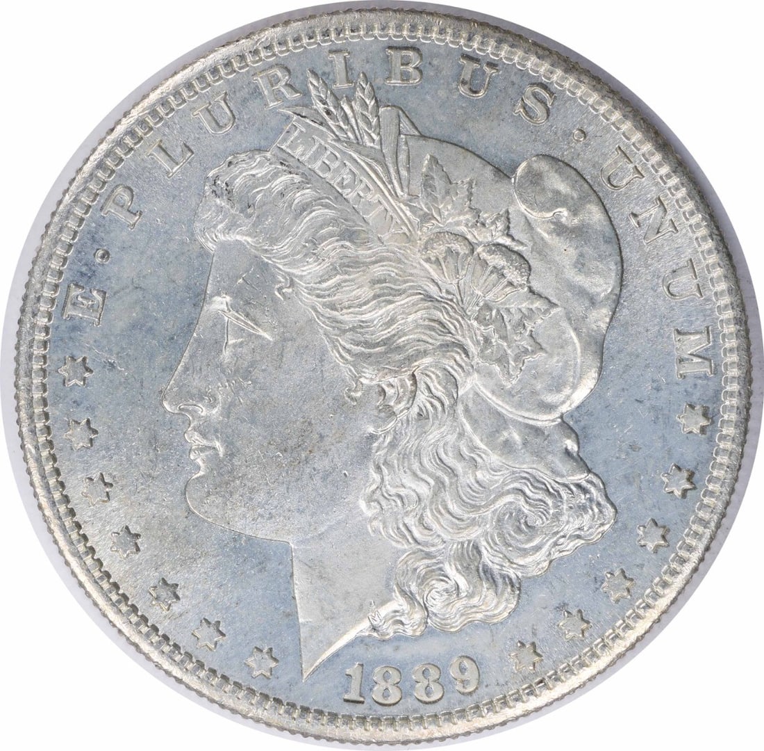 Choice BU 1889 San Francisco Morgan Silver Dollar Uncertified: Choice BU 1889 San Francisco Morgan Silver Dollar Uncertified This 1889-S Morgan Silver Dollar is a Choice Brilliant Uncirculated (BU) coin. It is composed of silver and was minted at the San Francisc
