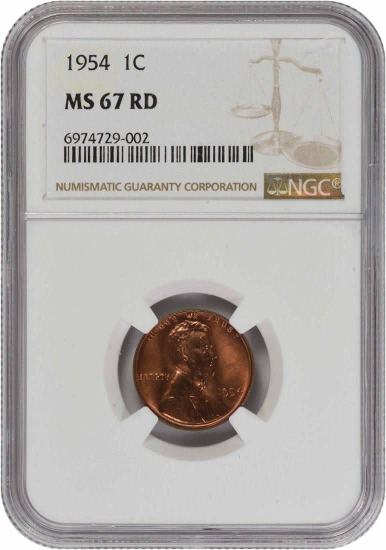 1954 Lincoln Wheat Cent MS67 Red NGC Certified (1 of 4)
