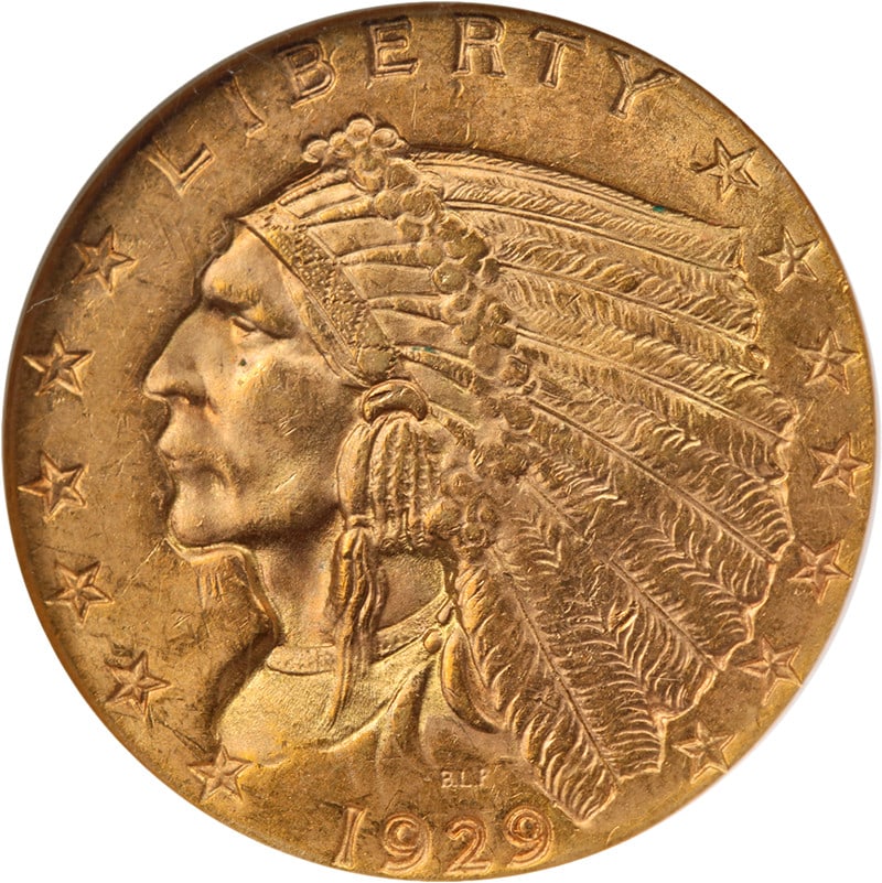 1929 Indian Head $2.50 Gold Coin NGC MS63 CAC Sticker: 1929 Indian Head $2.50 Gold Coin NGC MS63 CAC Sticker This 1929 Indian Gold $2.50 coin is graded MS63 by NGC and features a CAC sticker, indicating quality within its grade. The coin is composed of go
