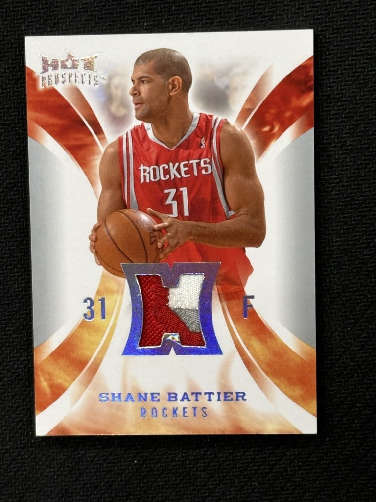 Shane Battier 2008-09 Fleer Hot Prospects 1/1 Patch Platinum Card #HM-SB: Shane Battier 2008-09 Fleer Hot Prospects 1/1 Patch Platinum Card #HM-SB This is a rare Shane Battier 2008-09 Fleer Hot Prospects Patch Platinum Basketball Card, featuring a unique patch element. It i