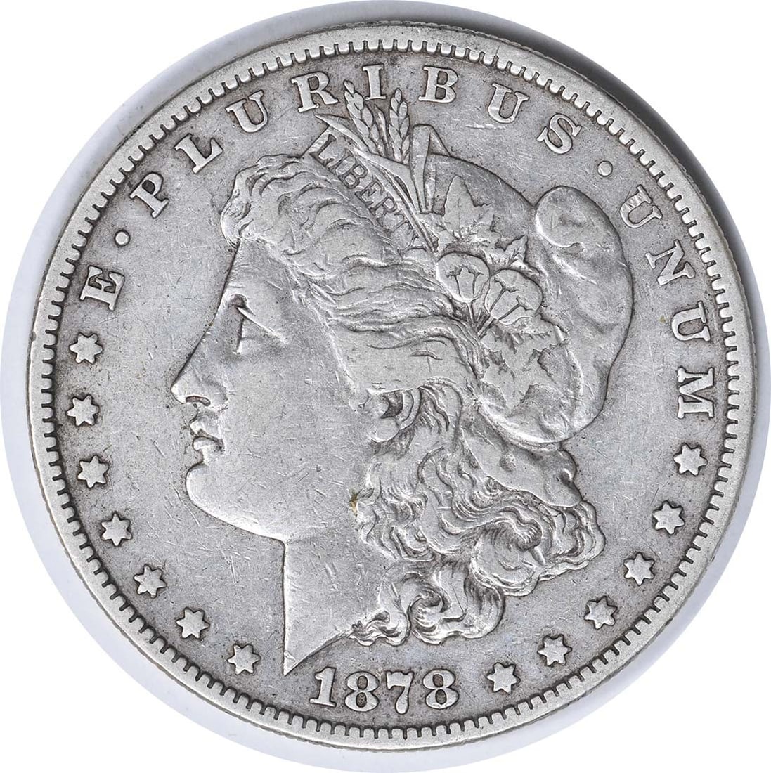 1878-S VAM 26 Morgan Silver Dollar Long Arrow Design Uncertified: 1878-S VAM 26 Morgan Silver Dollar Long Arrow Design Uncertified This 1878-S VAM 26 Morgan Silver Dollar showcases a long arrow shaft design. It is a circulated coin with a grade of Very Fine (VF). Co