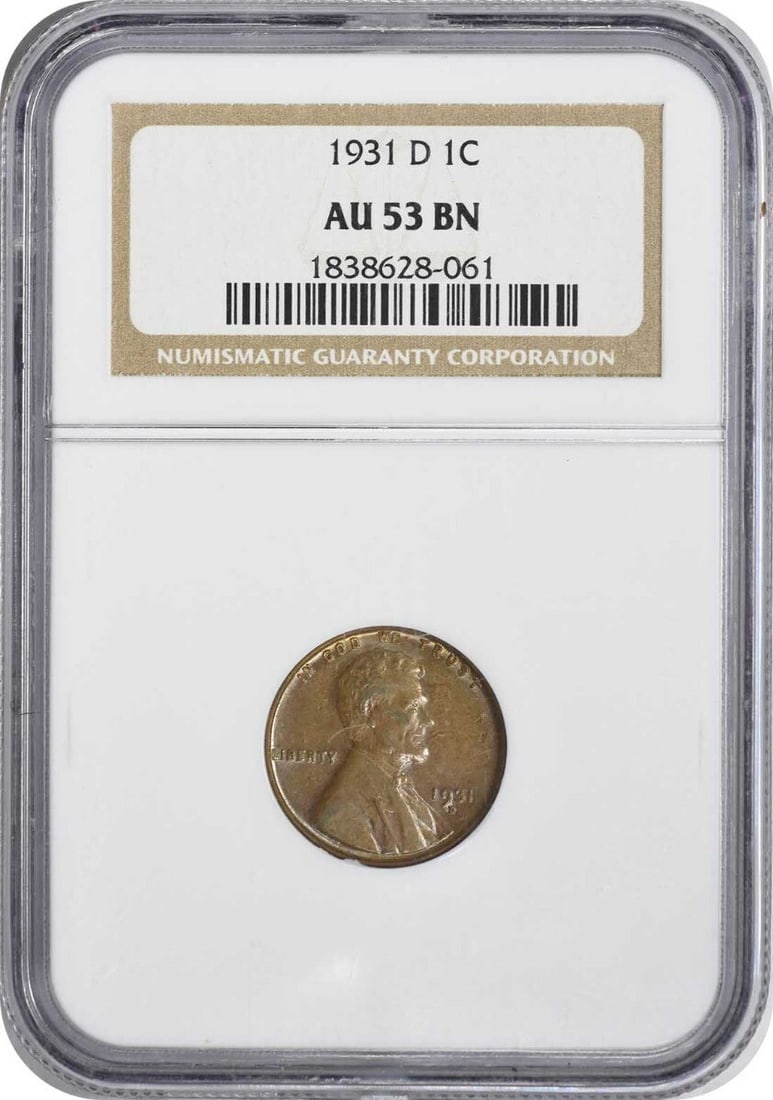 1931-D/D Lincoln Cent RPM 1 AU53 NGC Copper Coin: 1931-D/D Lincoln Cent RPM 1 AU53 NGC Copper Coin This 1931-D/D Lincoln Cent, graded AU53 by NGC, is a remarkable piece for any coin collector. It features the iconic Lincoln Wheat design by Victor Dav