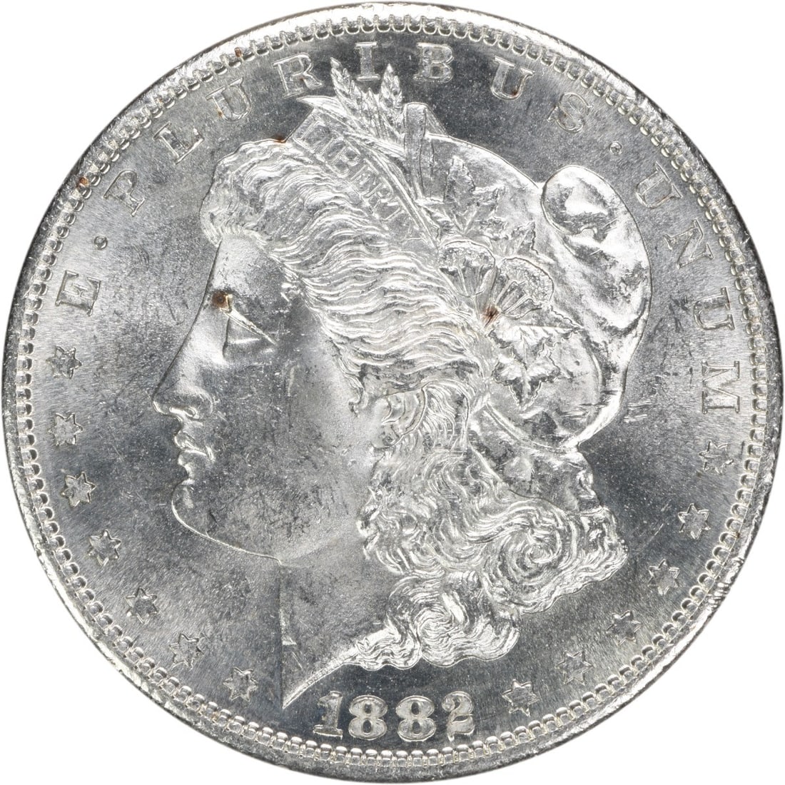 Choice BU 1882 S Silver Dollar Morgan Uncirculated Uncertified: Choice BU 1882 S Silver Dollar Morgan Uncirculated Uncertified This is an 1882-S Morgan Silver Dollar featuring a Choice BU (Brilliant Uncirculated) grade. The coin is uncertified and composed of silv