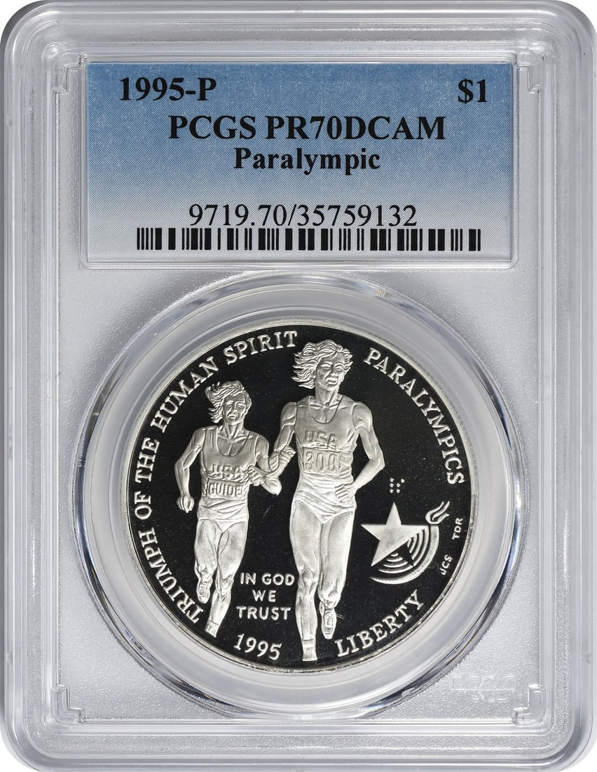 1995-P Blind Runner Paralympics Commemorative Dollar PR70DCAM PCGS 90% Silver (1 of 2)