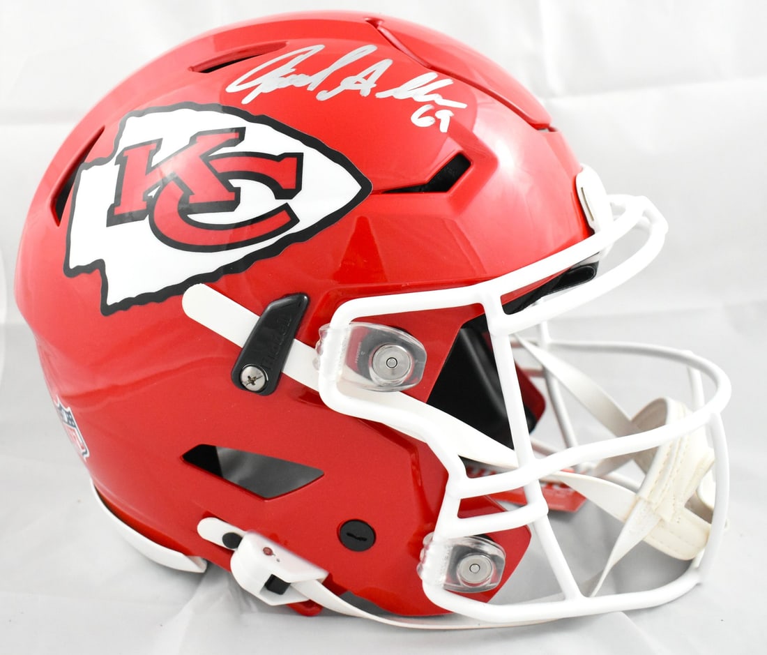 Kansas City Chiefs Speedflex Helmet Signed by Jared Allen Beckett: Kansas City Chiefs Speedflex Helmet Signed by Jared Allen Beckett This is a pre-owned Kansas City Chiefs full-size Speedflex helmet autographed by Jared Allen. The helmet is an original item and repre