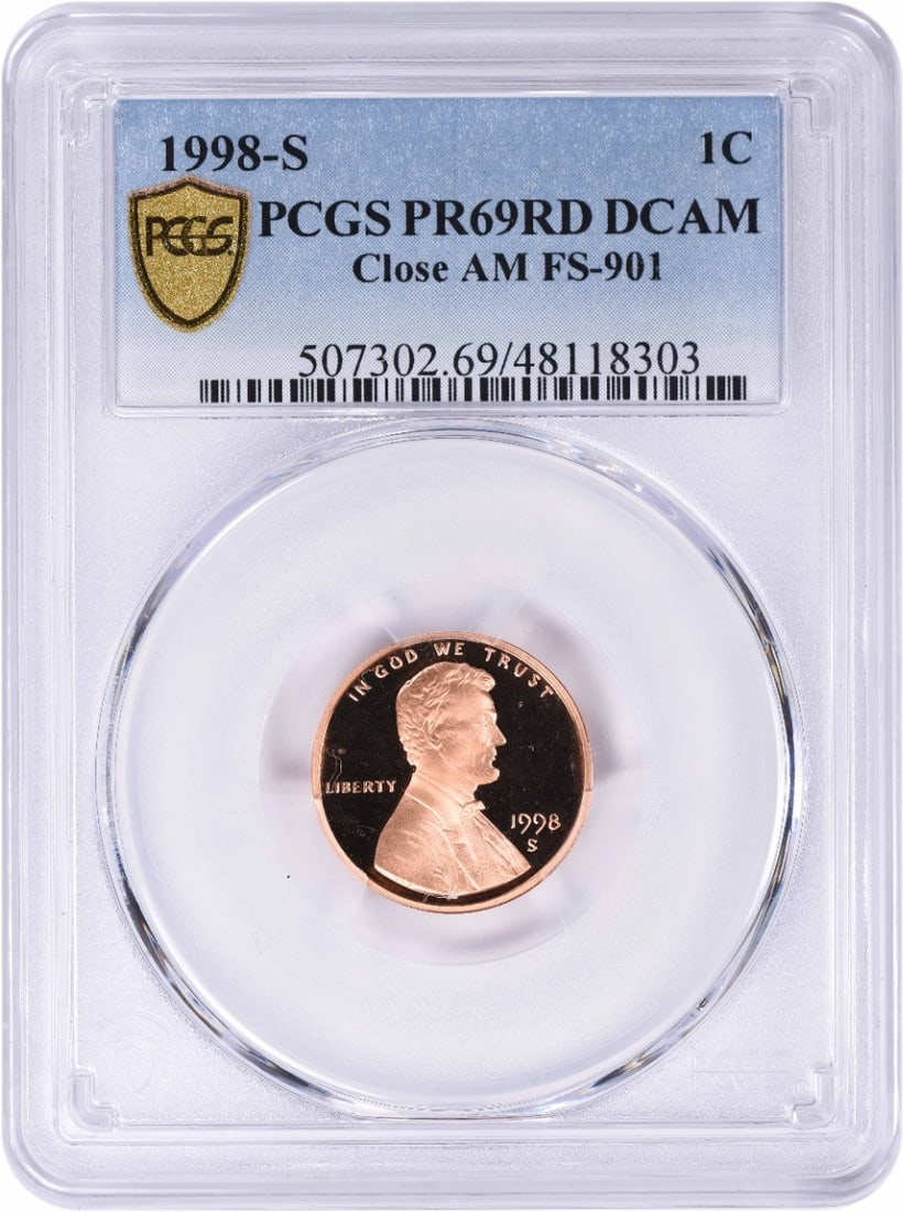 1998-S Proof Lincoln Cent Close AM PCGS PR69 Red Deep Cameo (1 of 2)