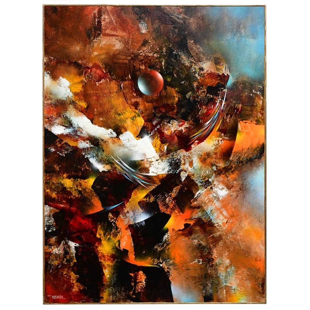 Framed signed Leonardo Nierman abstract canvas painting 36x48: Framed signed Leonardo Nierman abstract canvas painting 36x48 This is a large abstract painting by renowned Mexican artist Leonardo Nierman. Executed on canvas, the artwork measures 36 by 48 inches an
