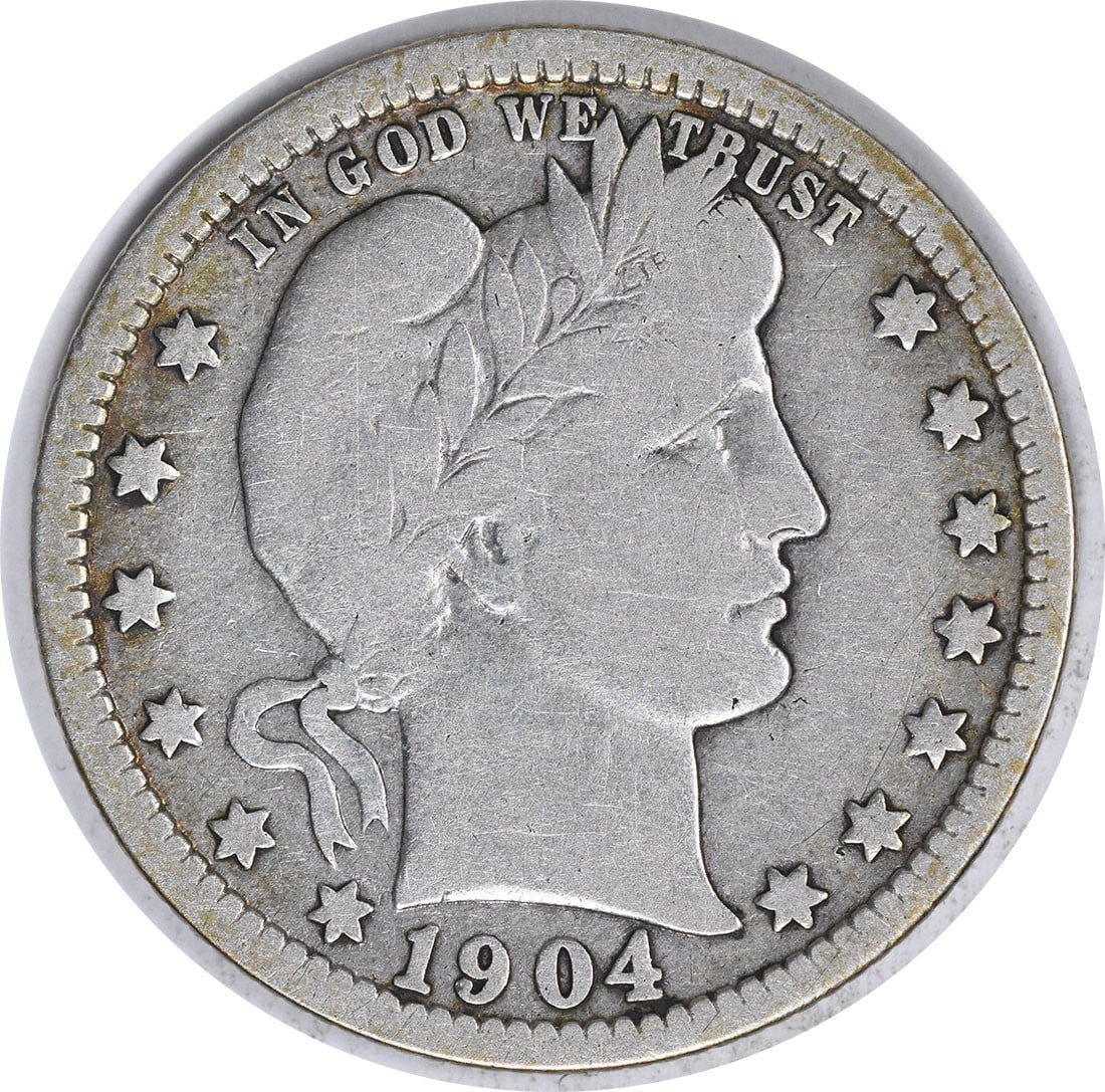 1904 New Orleans Barber Quarter 90 Percent Silver Uncertified F Grade (1 of 2)