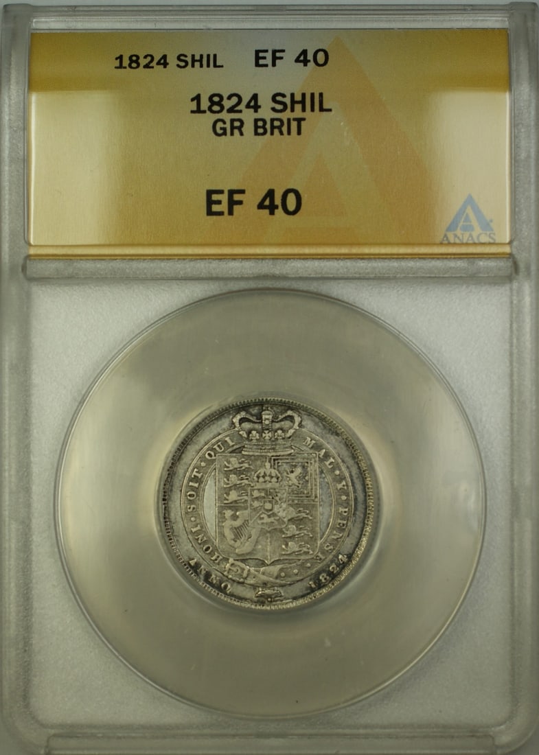 ANACS EF-40 Certified 1824 Silver Shilling from United Kingdom (1 of 2)