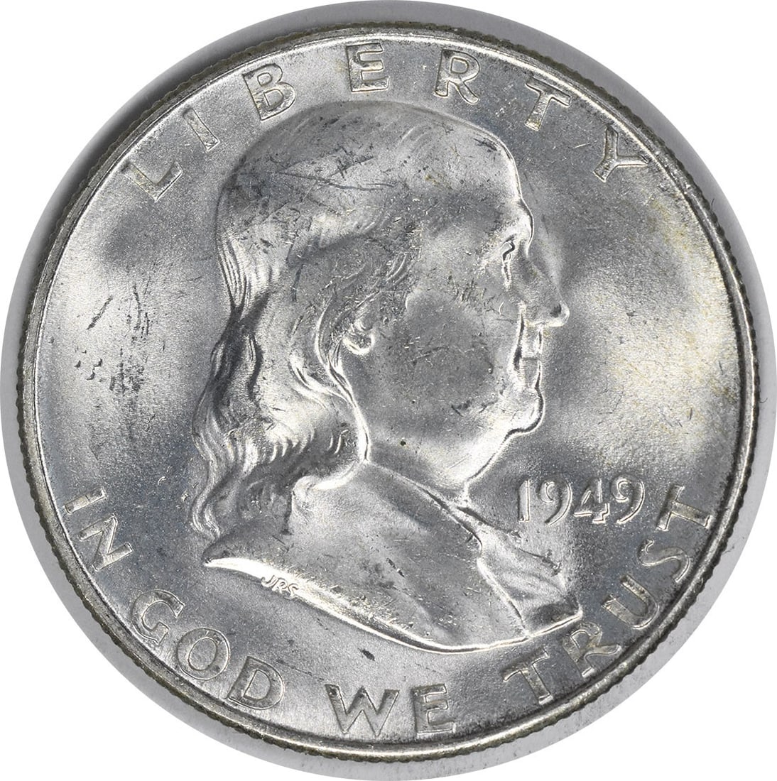 Choice BU 1949-S Franklin silver half dollar uncertified (1 of 2)