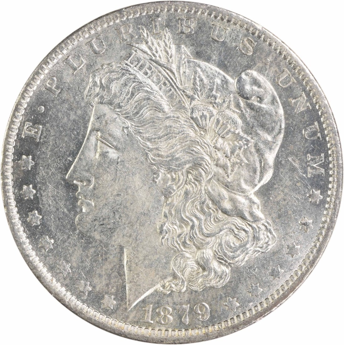 1879 O Morgan Dollar AU Uncertified New Orleans Silver: 1879 O Morgan Dollar AU Uncertified New Orleans Silver This 1879-O Morgan Silver Dollar is an attractive example from the New Orleans Mint, featuring a composition of 90% silver and 10% copper. Design