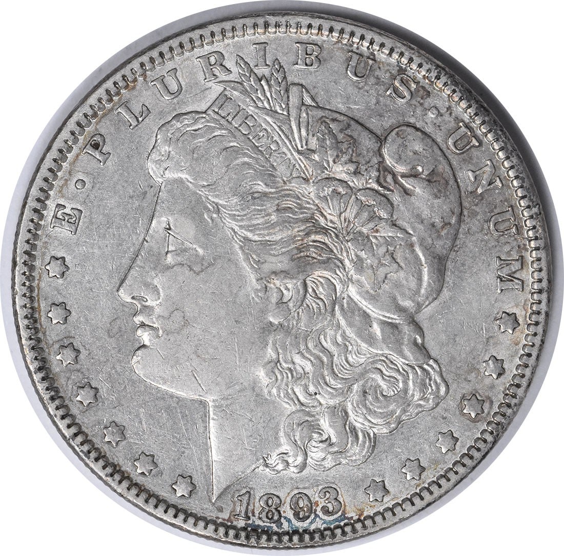 1893 Morgan Silver Dollar AU Uncertified Philadelphia Coin: 1893 Morgan Silver Dollar AU Uncertified Philadelphia Coin This 1893 Morgan Silver Dollar features a stunning design by George T. Morgan and is a must-have for collectors. The coin is circulated and g