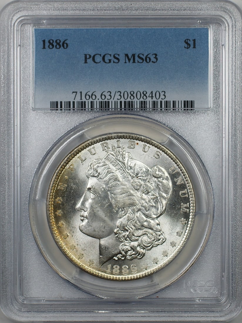 PCGS MS63 1886 Morgan silver dollar Philadelphia mint (1 of 2)