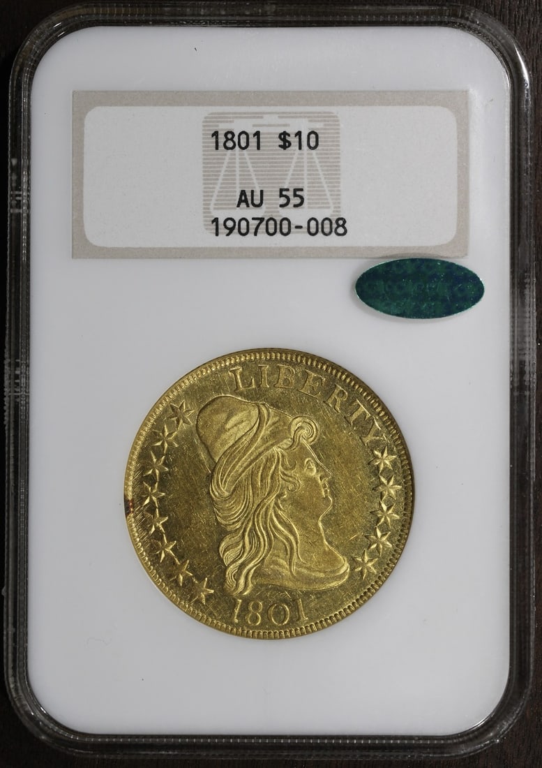 1801 $10 Draped Bust Gold Eagle NGC AU55 CAC Old Holder (1 of 4)