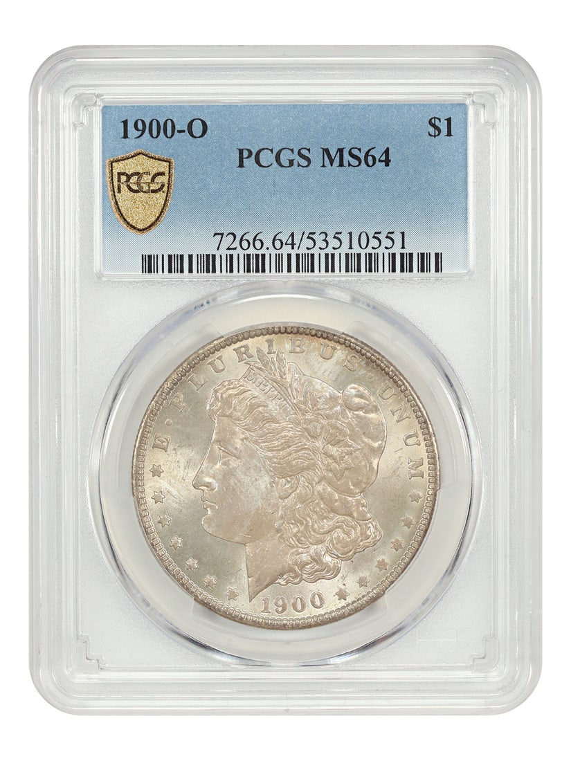 PCGS MS64 1900-O Morgan Silver Dollar $1: PCGS MS64 1900-O Morgan Silver Dollar $1 1900-O Morgan Dollar $1 certified by PCGS and graded MS64. This uncirculated coin is from the New Orleans Mint and is described as pre-owned. Due to the typica