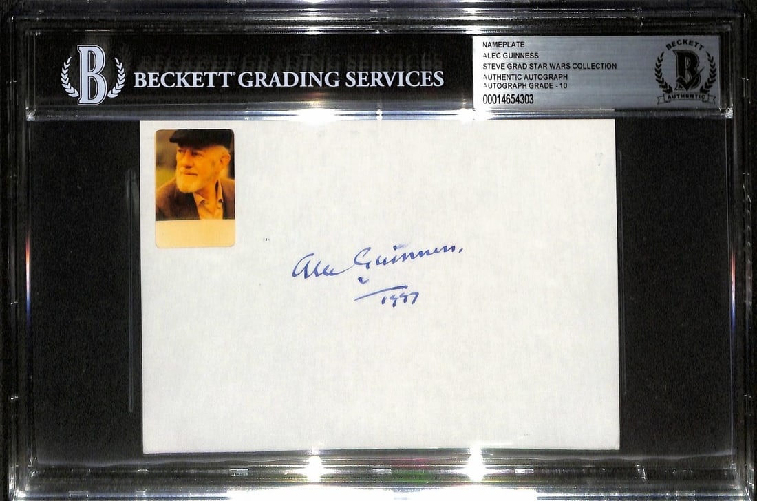 Beckett Authenticated Alec Guinness Autograph Oversized Index Card Grade 10 (1 of 1)