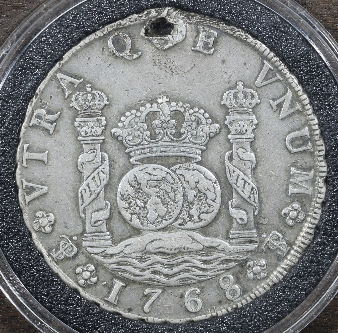 Bolivia 1768 Silver Pillar 8 Reales Potosi Mint Holed (1 of 2)