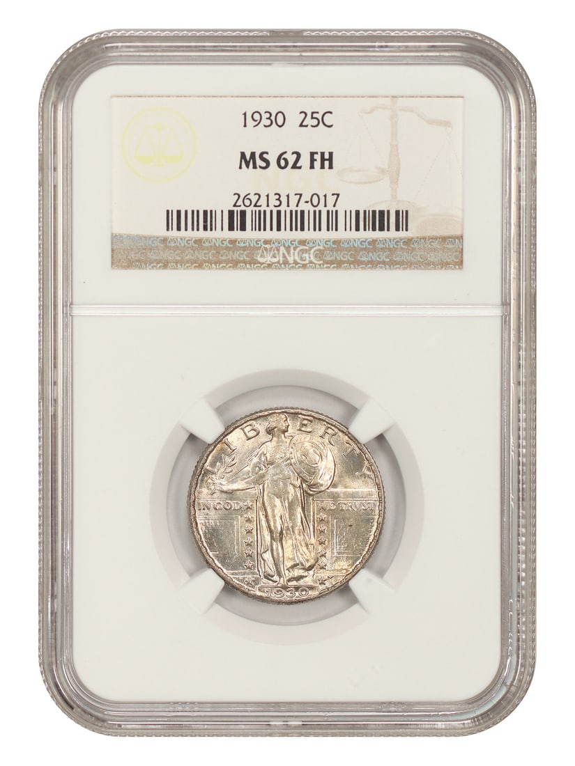 NGC MS62FH 1930 25C Standing Liberty Quarter: NGC MS62FH 1930 25C Standing Liberty Quarter 1930 Standing Liberty Quarter, denomination 25C, struck at the Philadelphia Mint. Certified by NGC and graded MS62FH. The coin is uncirculated and pre-owne