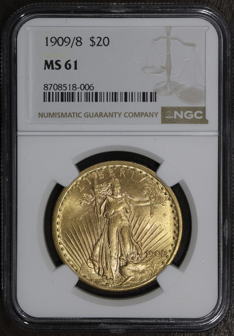 NGC MS61 1909 8 Saint Gaudens $20 Gold Double Eagle (1 of 4)