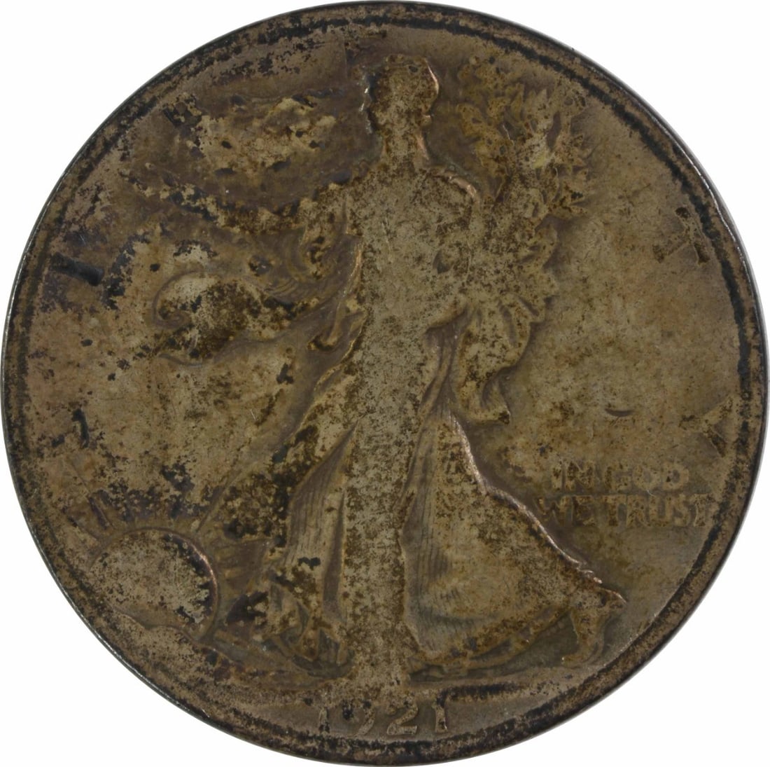 1921-S Walking Liberty Silver Half Dollar 90% Silver by Adolph Weinman: 1921-S Walking Liberty Silver Half Dollar 90% Silver by Adolph Weinman This 1921-S Walking Liberty Silver Half Dollar is a beautiful piece of numismatic history. Struck at the San Francisco Mint, this