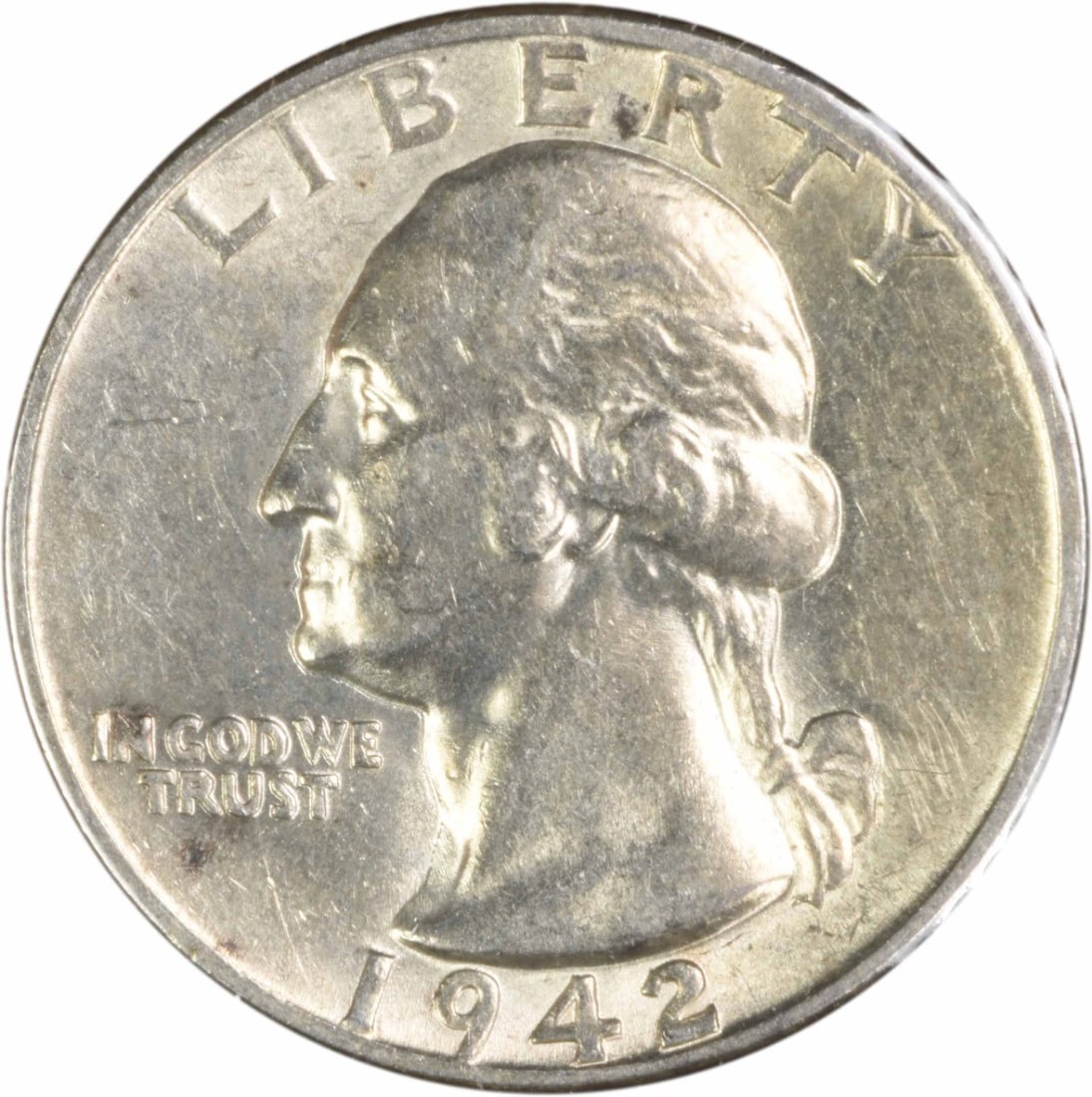 1942 Philadelphia Washington 25C Silver DDR FS-801 AU Coin (1 of 2)