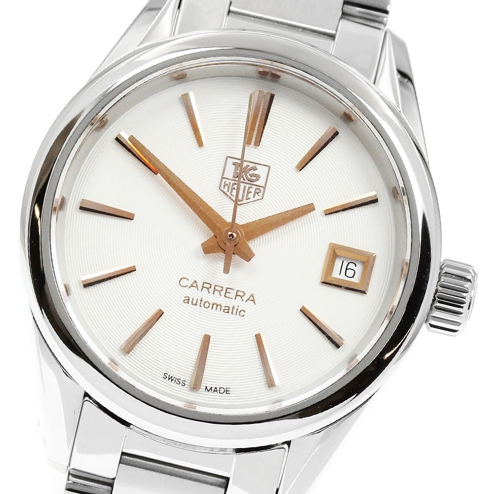 TAG Heuer Carrera Calibre 9 Ladies Date Wristwatch: TAG Heuer Carrera Calibre 9 Ladies Date Wristwatch This is a pre-owned TAG HEUER Carrera Calibre 9 Date ladies wristwatch, designed for women. Made in Switzerland, this watch combines precision crafts
