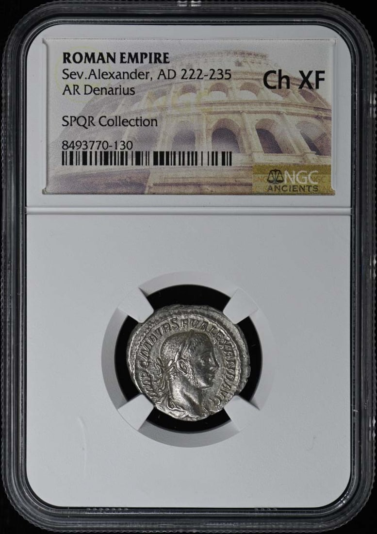 NGC Certified Silver Denarius of Severus Alexander Roman Empire AD 222-235: NGC Certified Silver Denarius of Severus Alexander Roman Empire AD 222-235 This Roman Empire AR Denarius features Emperor Severus Alexander, who ruled from AD 222 to 235. The coin has been certified a