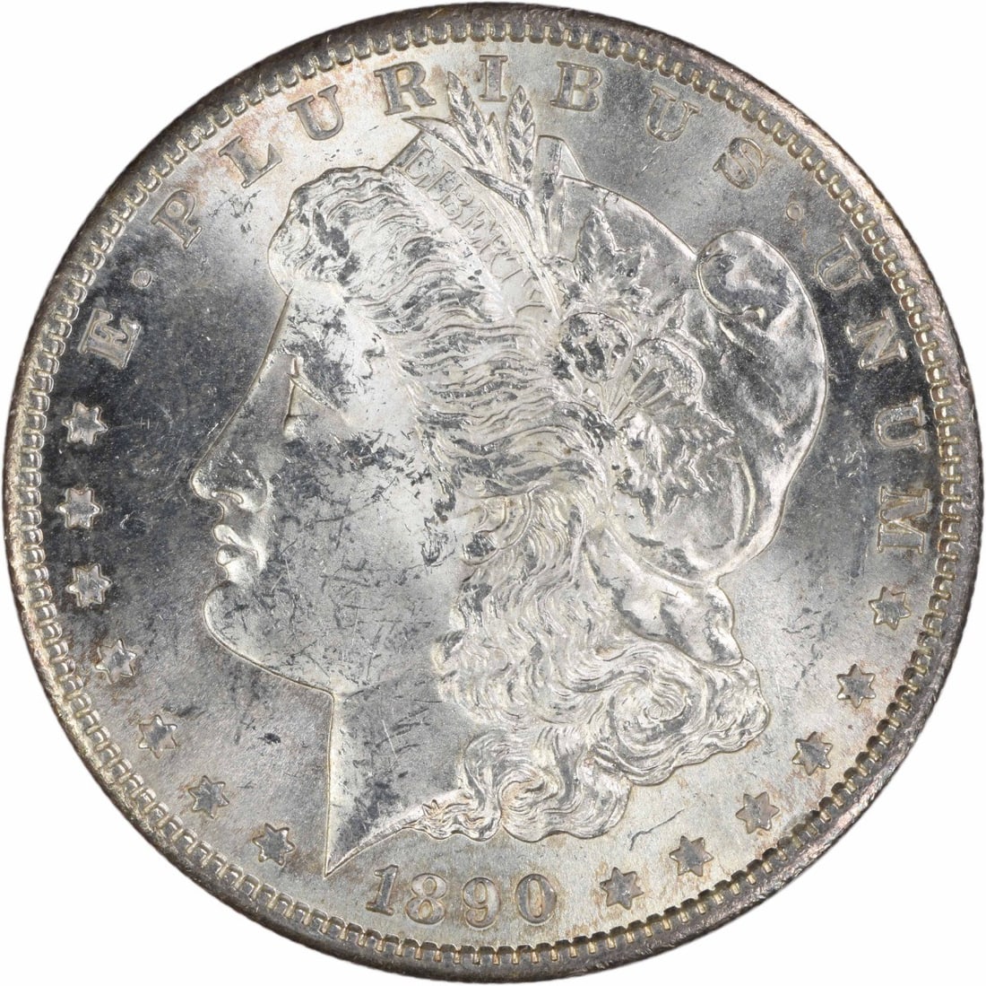 Brilliant Uncirculated 1890 S Morgan Silver Dollar Uncertified US Coin: Brilliant Uncirculated 1890 S Morgan Silver Dollar Uncertified US Coin This is an 1890-S Morgan Silver Dollar from the United States, featuring an uncirculated Brilliant Uncirculated (BU) grade. The c