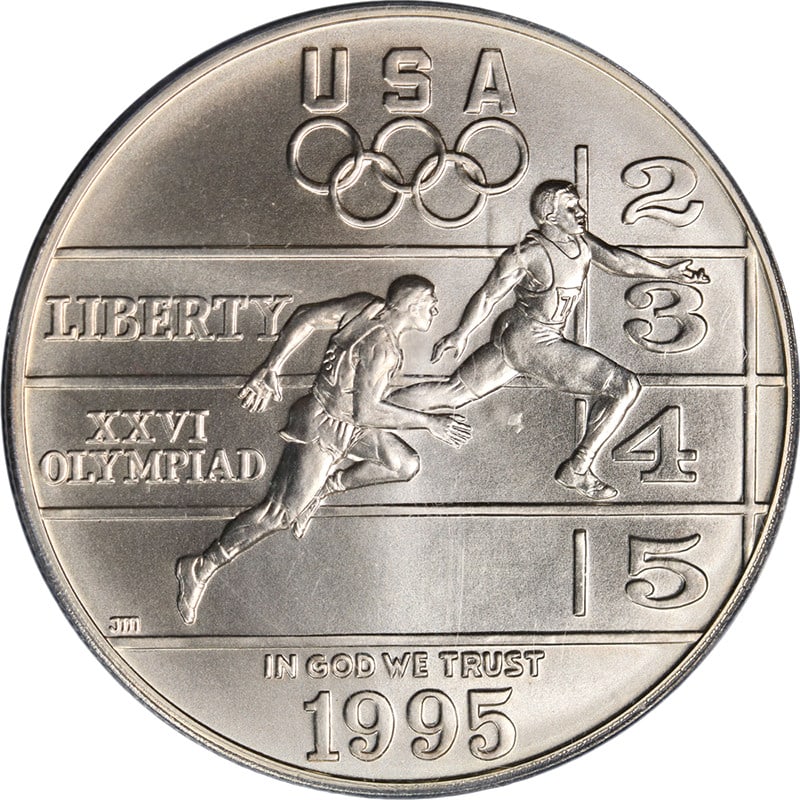 1995-D Track & Field Silver $1 Coin PCGS MS70 Certified: 1995-D Track & Field Silver $1 Coin PCGS MS70 Certified This 1995-D Track & Field Commemorative Silver $1 coin features a perfect grade of MS70, certified by PCGS. The coin is uncirculated, showcasing