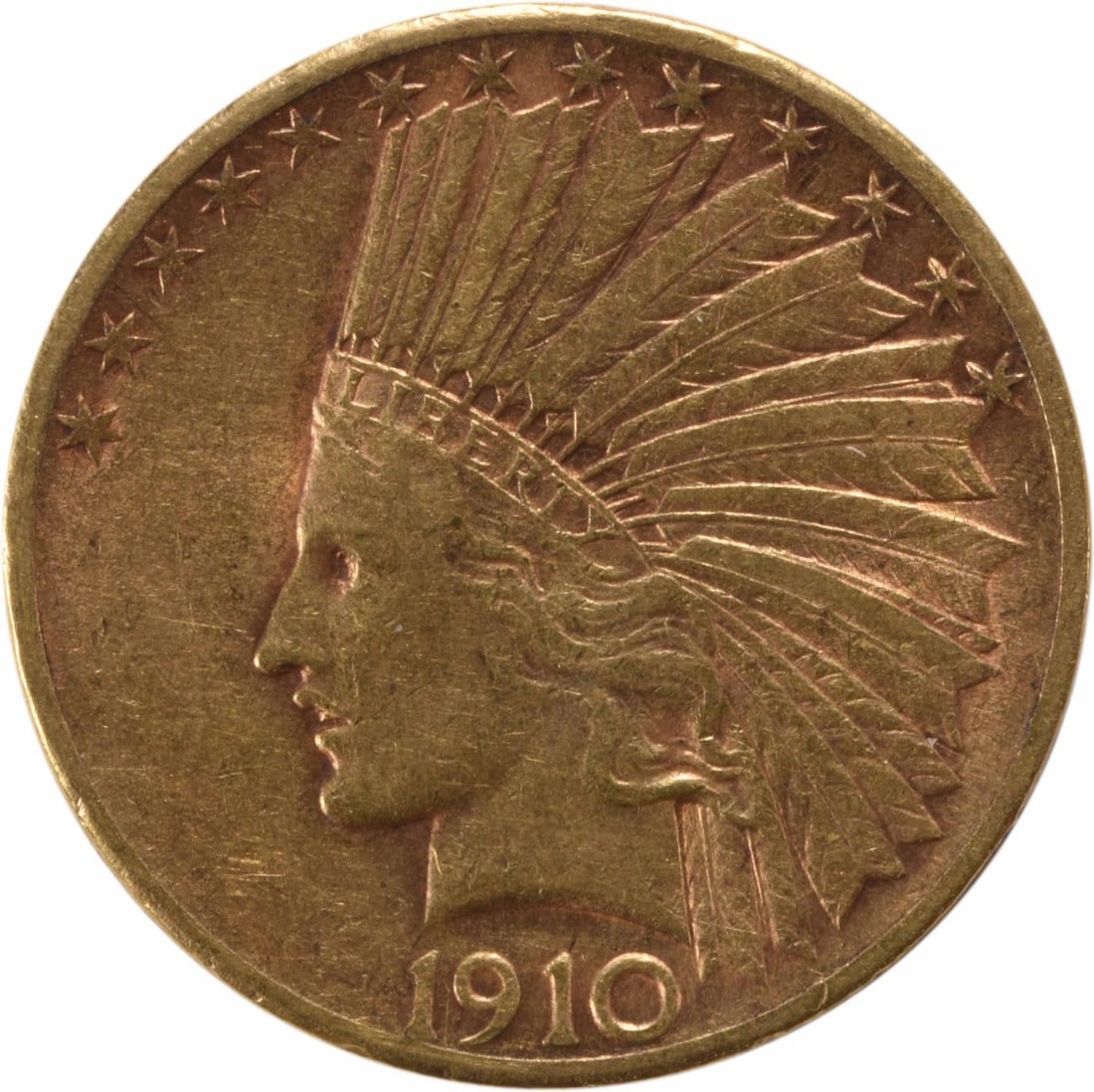 1910-S $10 Gold Indian Coin by Augustus Saint Gaudens: 1910-S $10 Gold Indian Coin by Augustus Saint Gaudens This stunning 1910-S $10 Gold Indian coin showcases the artistry of designer Augustus Saint Gaudens. With a rich history, this coin is part of the