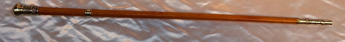 19th Century Sterling Silver Wooden Swagger Stick Signed Hallmarked (1 of 6)