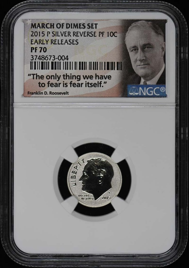 2015 P Silver March of Dimes 10C NGC RP70 Early Releases: 2015 P Silver March of Dimes 10C NGC RP70 Early Releases This is a 2015 silver dime from the United States, part of the March of Dimes set. The coin is uncirculated and has been certified by NGC with 