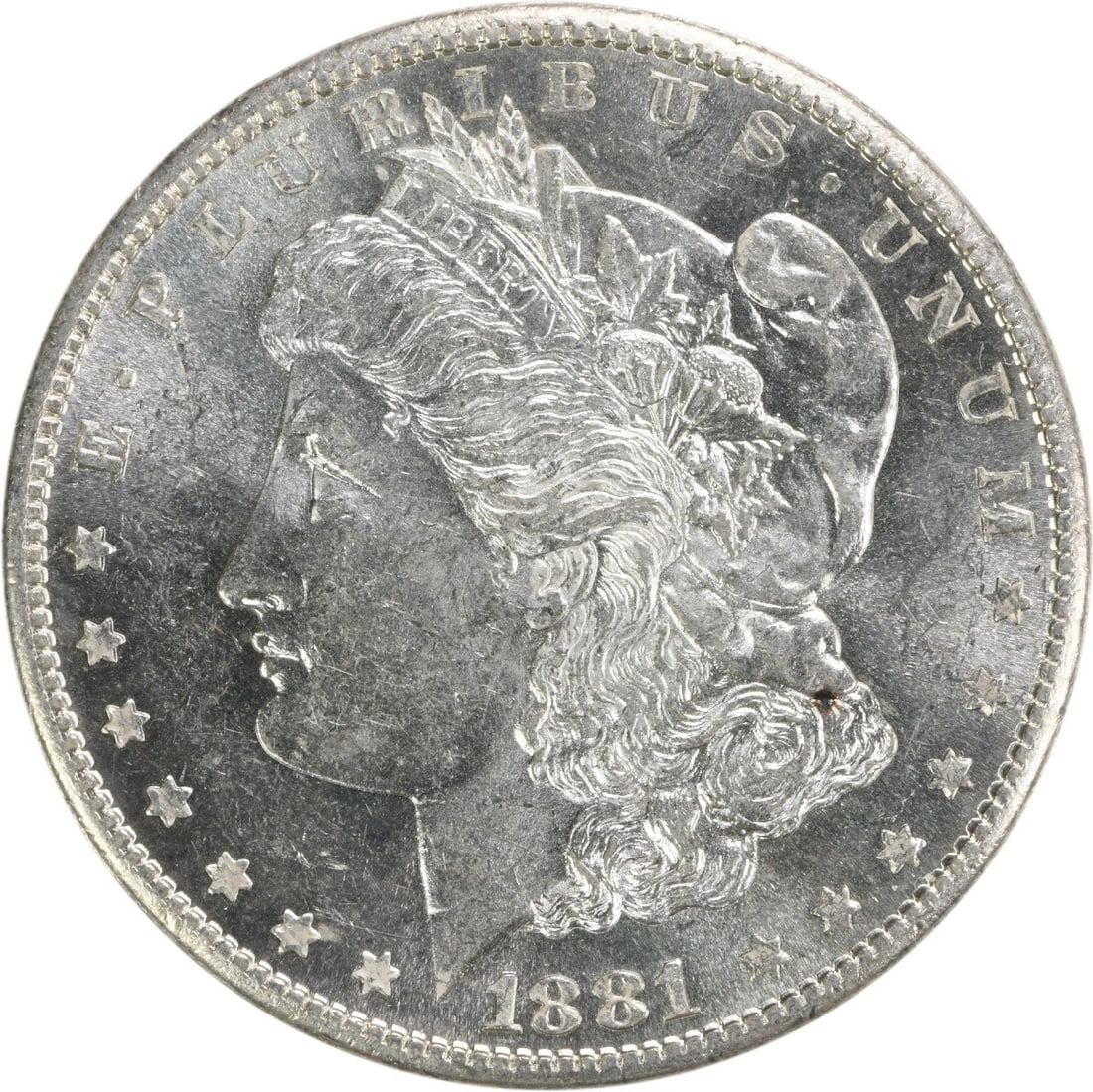 Choice BU 1881 San Francisco Morgan Silver Dollar Uncirculated Uncertified: Choice BU 1881 San Francisco Morgan Silver Dollar Uncirculated Uncertified This is an 1881-S Morgan Silver Dollar from the United States. The coin is composed of silver, minted in San Francisco, and i