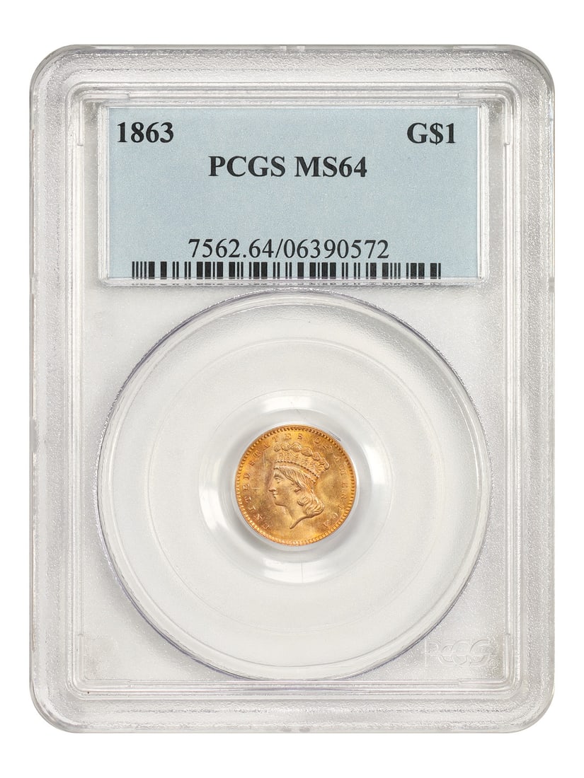 PCGS MS64 1863 G$1 Philadelphia Gold Dollar (1 of 4)