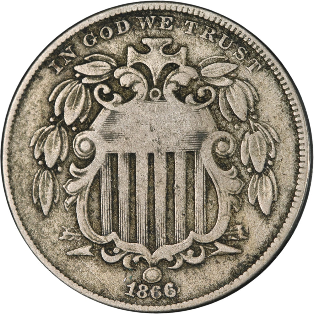 1866/66 Shield Nickel Rays Choice F/VF Uncertified Coin (1 of 2)