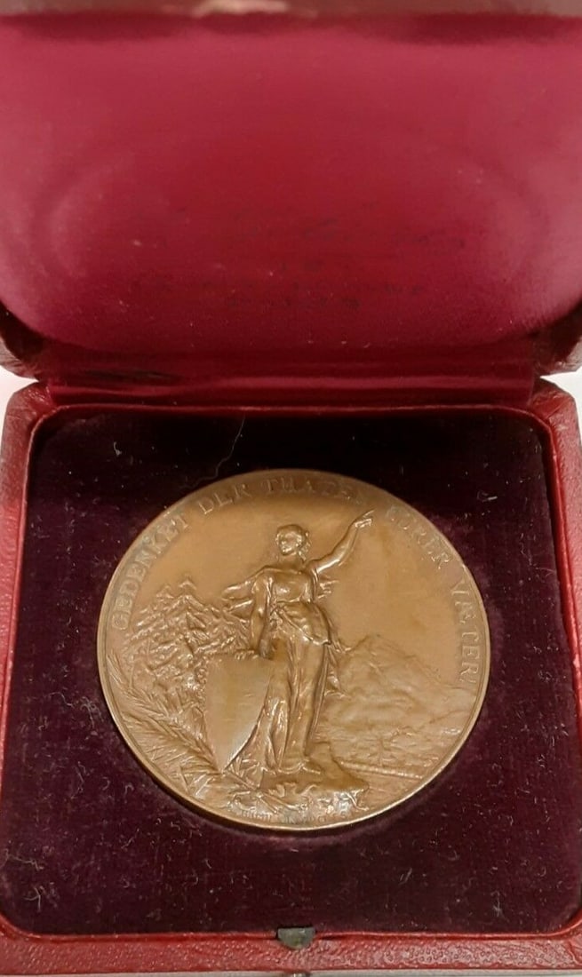 Bronze Glarus Switzerland Shooting Festival Medal 1892 in Case (1 of 2)