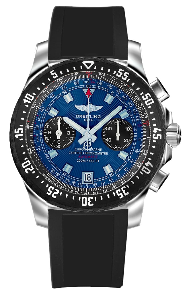 Professional Series Blue Dial Mens Watch A27364 with Leather Strap: Professional Series Blue Dial Mens Watch A27364 with Leather Strap This Breitling Professional watch features a striking blue dial and is paired with a leather bracelet. The watch is designed for men 