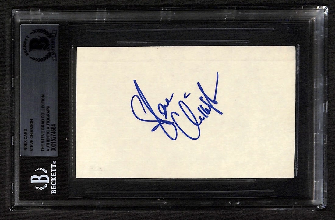 Beckett Authenticated Steve Chiasson Autographed 3x5 Red Wings Index Card Slabbed (1 of 1)
