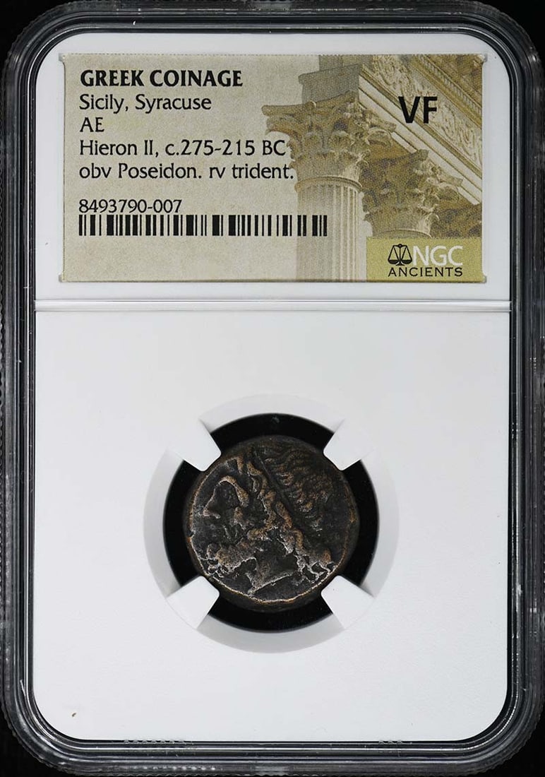 Syracuse Ancient Greek AE Coin Certified by NGC VF: Syracuse Ancient Greek AE Coin Certified by NGC VF This Greek coin from Syracuse, Sicily is certified by NGC and graded VF (Very Fine). It originates from Italy and is offered in pre-owned condition. 