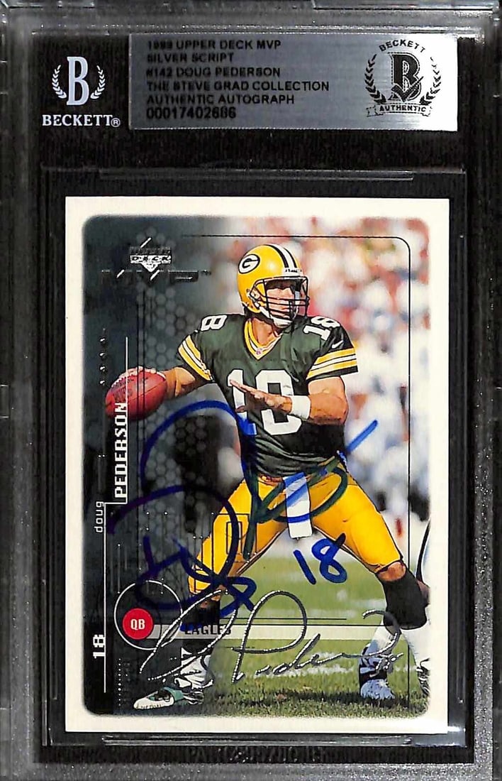 Doug Pederson Autographed 1999 Upper Deck MVP Silver Script Football Card Beckett Authenticated (1 of 1)