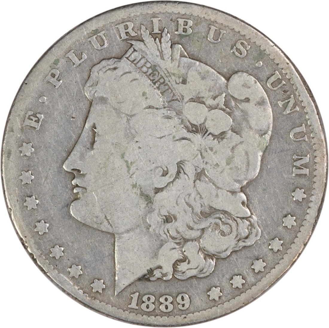 Morgan Dollar 1889 Carson City VG Grade Uncertified Silver Coin: Morgan Dollar 1889 Carson City VG Grade Uncertified Silver Coin This is an 1889-CC Morgan Silver Dollar from the Carson City Mint. Struck in 90% silver and 10% copper, this circulated coin is in VG (V