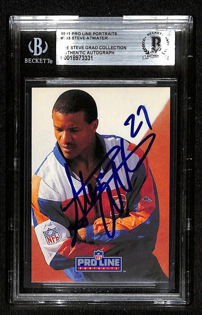 Beckett slabbed Steve Atwater 1991 Pro Line Portraits autograph card (1 of 1)