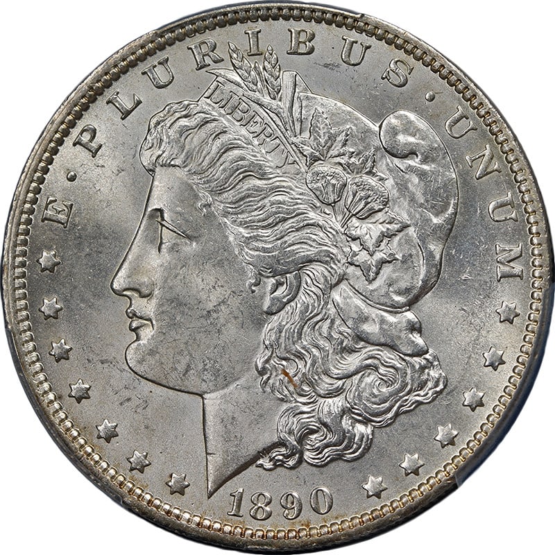 PCGS MS63 1890-O Morgan Dollar Uncirculated Silver Coin (1 of 4)
