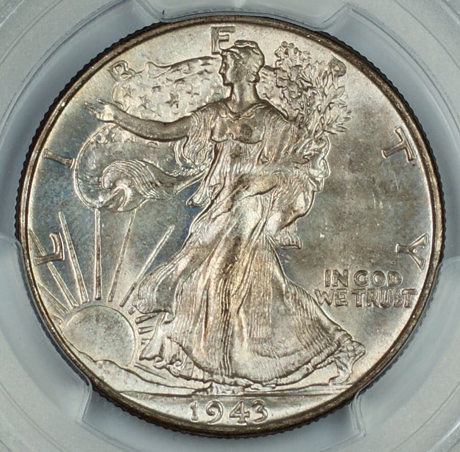 PCGS MS-64 1943 Silver Walking Liberty Half Dollar Philadelphia Light Toning (1 of 5)