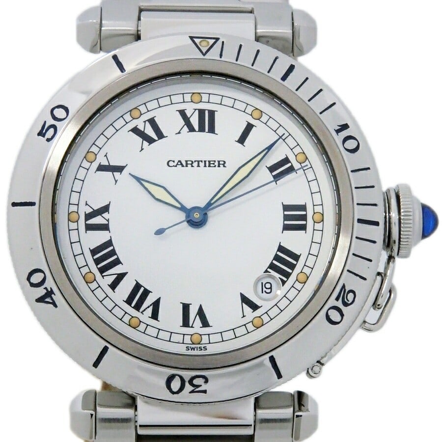 Cartier Pasha Automatic Men's Stainless Steel Wristwatch White Dial: Cartier Pasha Automatic Men's Stainless Steel Wristwatch White Dial This Cartier Pasha W31005H3 is a sophisticated automatic wristwatch designed for men. It features a white dial and a durable stainle