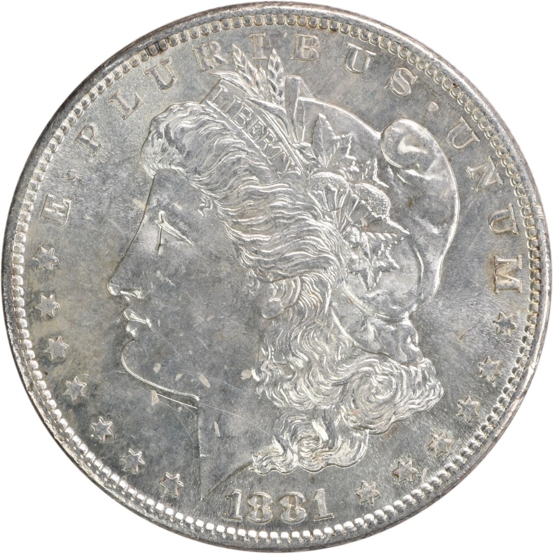 1881 San Francisco Mint Morgan Dollar Silver Choice BU Uncertified: 1881 San Francisco Mint Morgan Dollar Silver Choice BU Uncertified This 1881-S Morgan Silver Dollar is a Choice Brilliant Uncirculated coin. Minted in San Francisco, it features a silver composition a